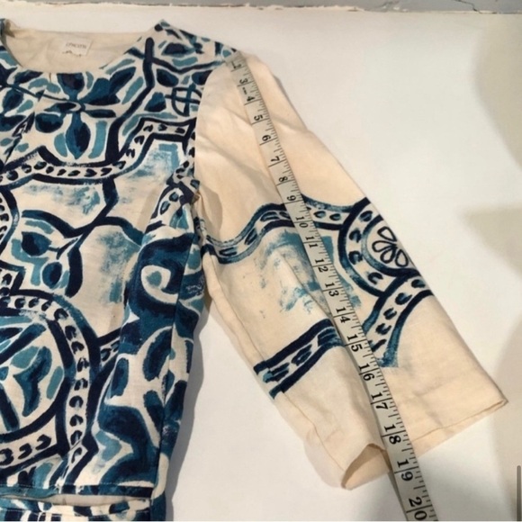 Chico’s Artisan Printed Linen Jacket blue, cream - Picture 14 of 16